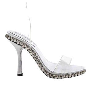 NEW Jeffrey Campbell Silver Crystal Charmed Heeled Sandal NWB - Size 6.5